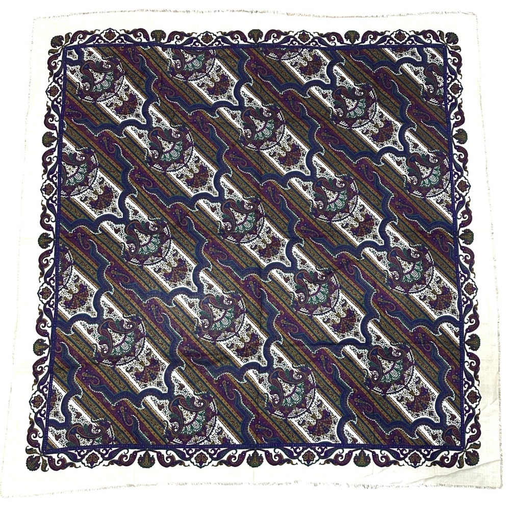 VTG 70s Mark Henry Collection Paisley Scarf 46' Square Paisley Floral Italy Made